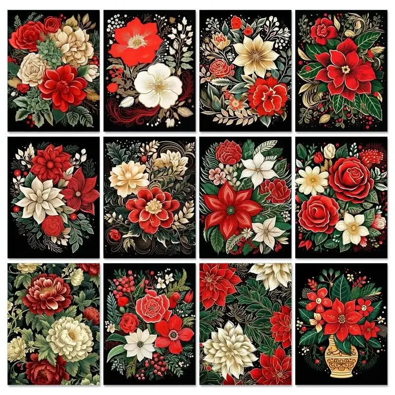 

583151 DIY Frame Painting by Numbers Handmade Starter Kits Paint by Numbers Flowers Art Crafts Handpaint Number Painting Gift