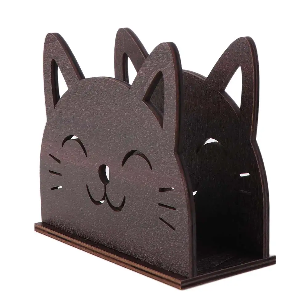 

Wooden Material Wooden Cat Napkin Holder Cat Shape Design Unique Decorative Tissue Rack Creative Style Organizer Feature