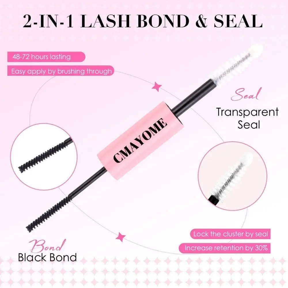 Double Heads Lash Bond and Seal Waterproof 2 In 1 Cluster Lash Glue Extra Strong Hold Long Lasting Glue False Eyelashes