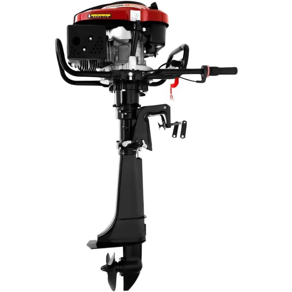 7HP 4-Stroke 5.1KW Outboard Motor Outboard Petrol Engine Long Shaft Air Cooling TCI Ignition System196CC Motor Boat Engine