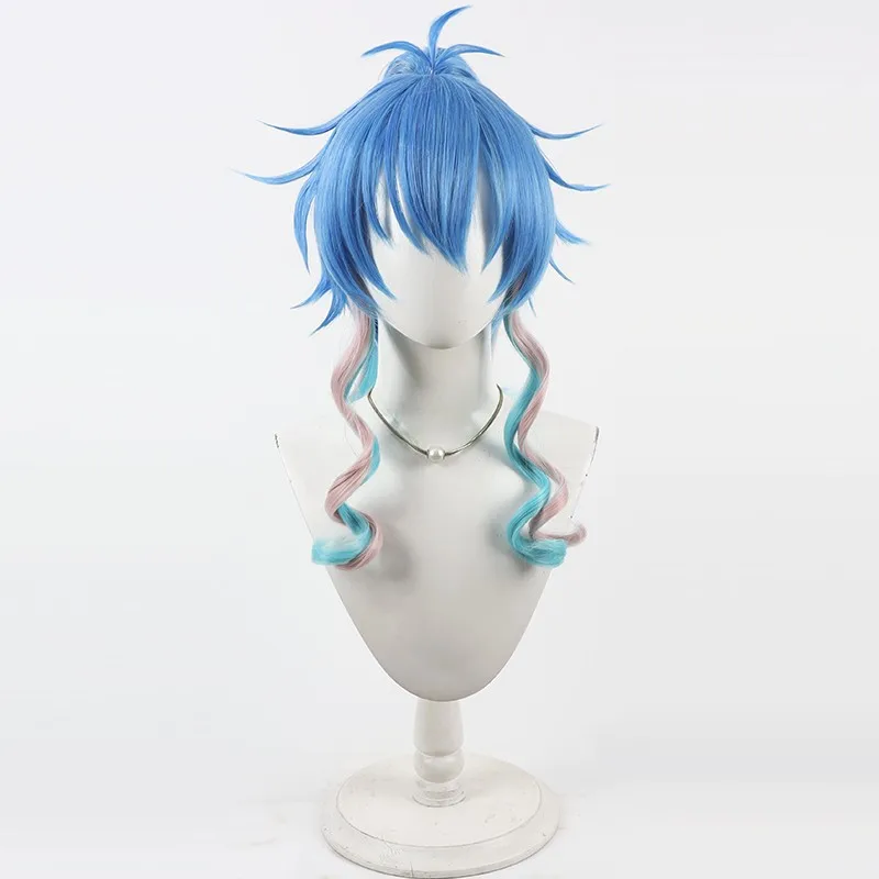 วิกผมคอสเพลย์อนิเมะ Dramatical Murder ตัวละครเซราากิ อาโอบะ สีฟ้า ทนความร้อน ทำจากเส้นใยสังเคราะห์ อุปกรณ์เสริมสำหรับแต่งกายอนิเมะ