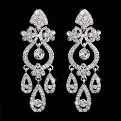 TREAZY Luxury Crystal Big Drop Earrings for Women Charm Bridal Floral Warterdrop Dangle Earrings Prom Wedding Birthday Gift