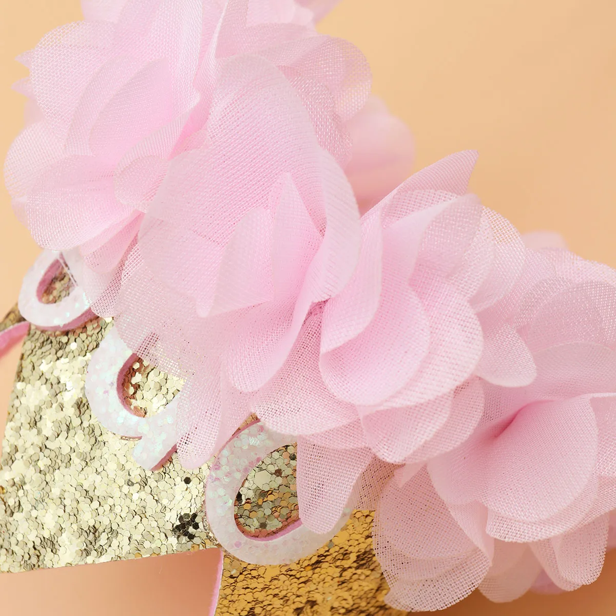 

Little Baby First Birthday Flower Crown Headband Elegant Gold Tiara Hairband Party Photo Props Baby Birthday Headwear Kids