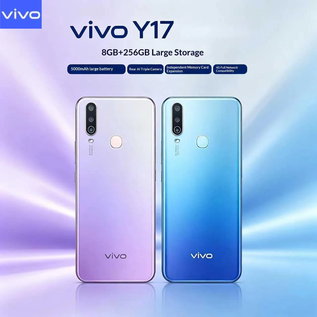 2026New VIVO Y17 Global Version 8GB RAM 256GB ROM Unlocked Mobile Phone Triple Rear Camera 5000mAh Battery