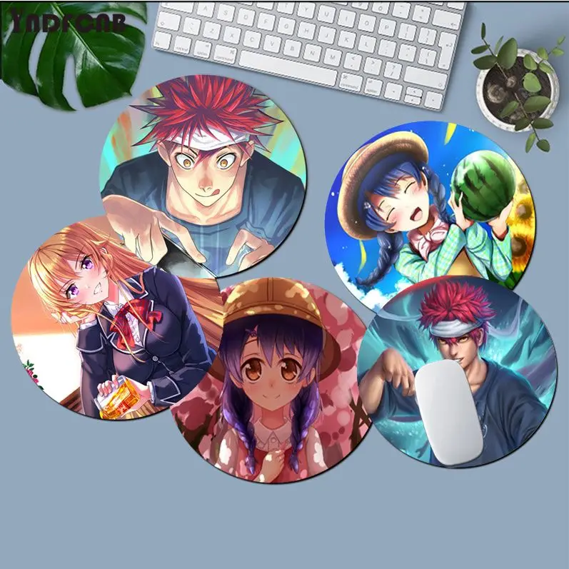 YNDFCNB Food Wars Round Custom Skin Desktop Desk Mat Kawaii Gaming Accessories Students Writing Pad Mouse Pad for Mouse Carpet