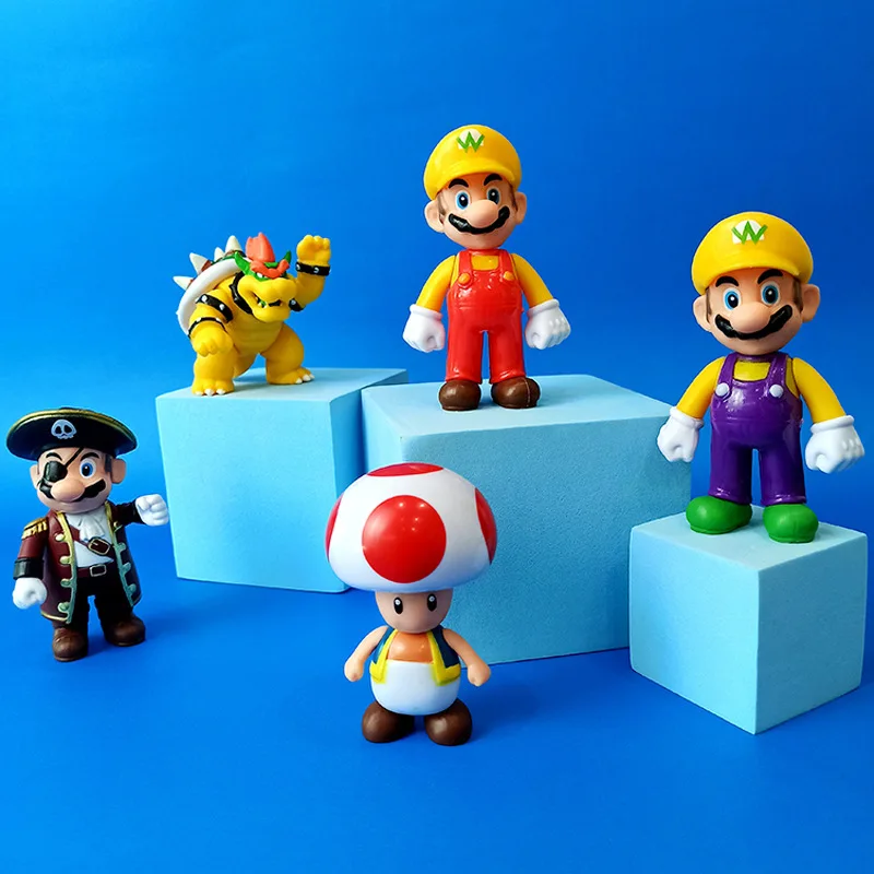 

Набор фигурок Super Mario Bros из ПВХ, 1/6 шт., игрушки-куклы, модель, грибы, праздничные подарки