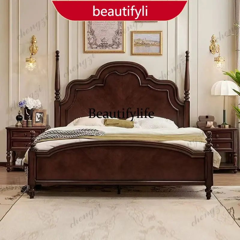 03 Stuff Decoration Double Bed Frame Dormitory Luxury Loft Double Bed Headboards Wooden Letto Matrimoniale Furniture Home