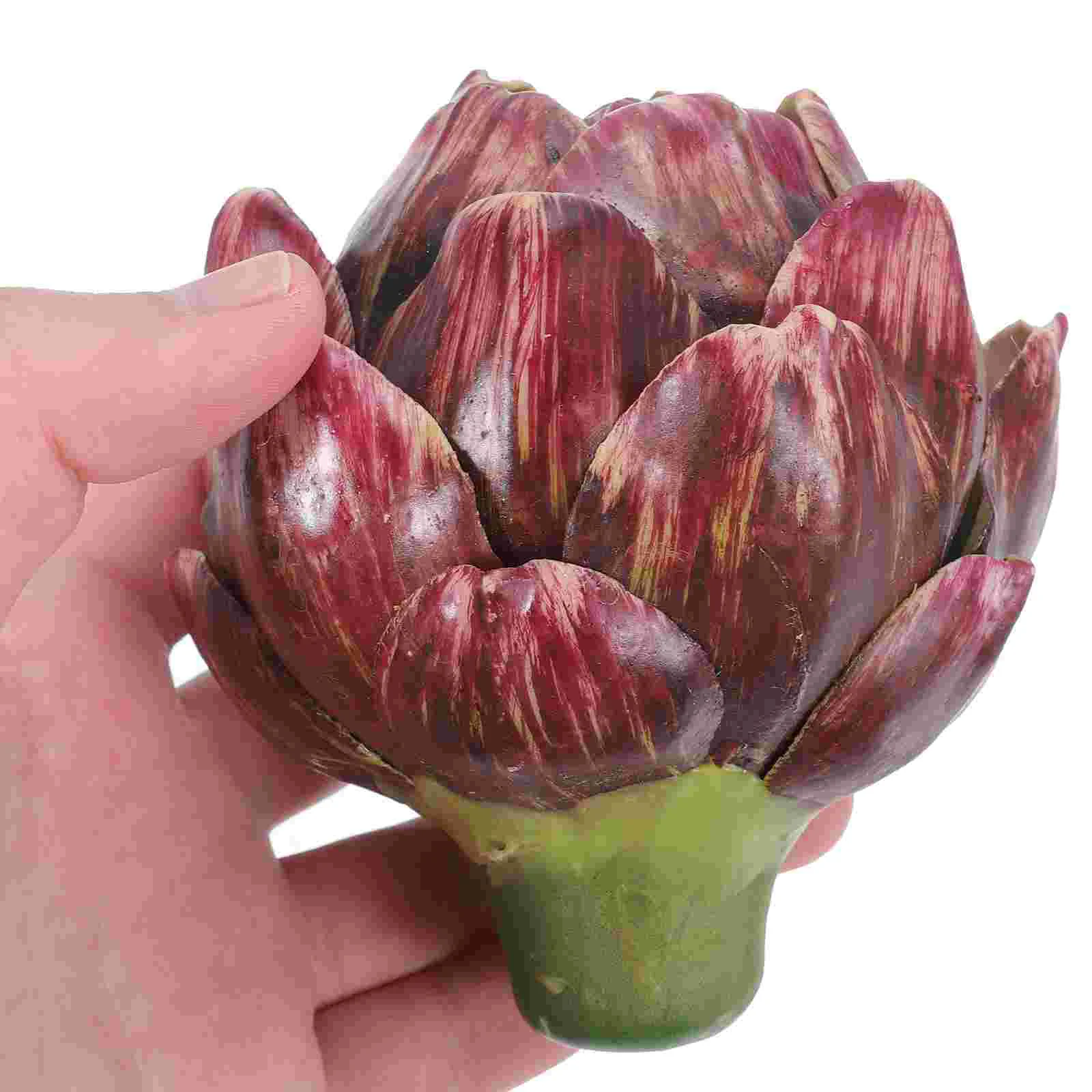 2 Pcs Artichoke Artificial Flower Faux Vegetable Decor Fake Artichokes Lifelike for Decoration Decorations