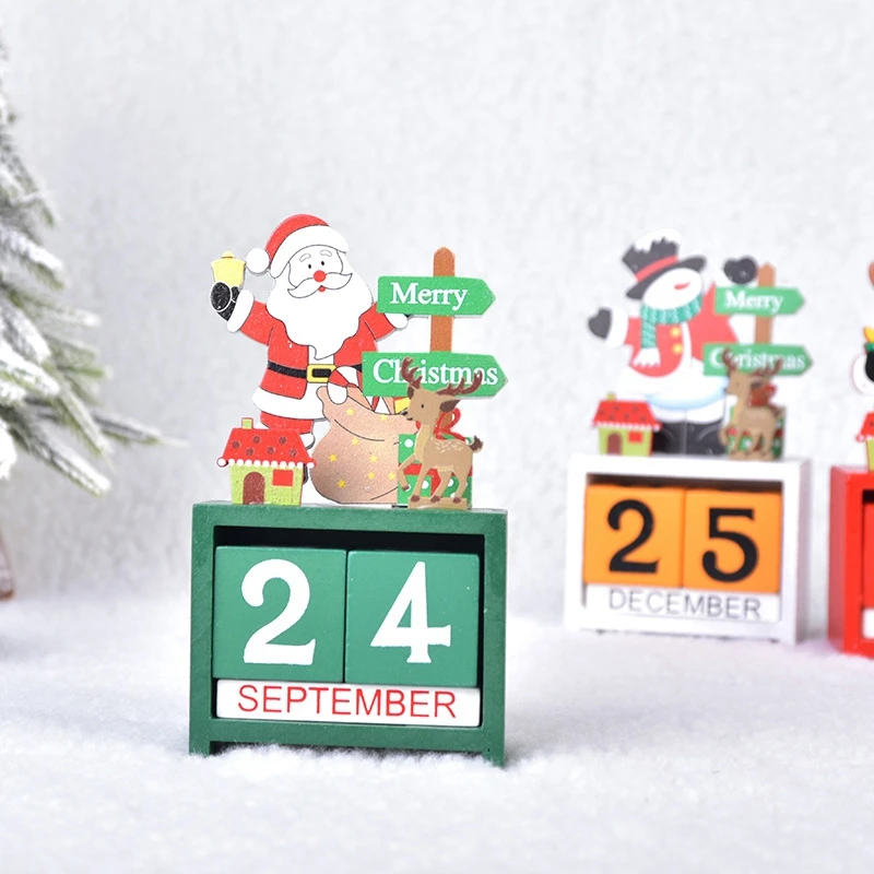 Christmas Table Calendar Tabletop Number Date Wooden Blocks Calendar Countdown Xmas Desktop Calendar Christmas Decor A Durable