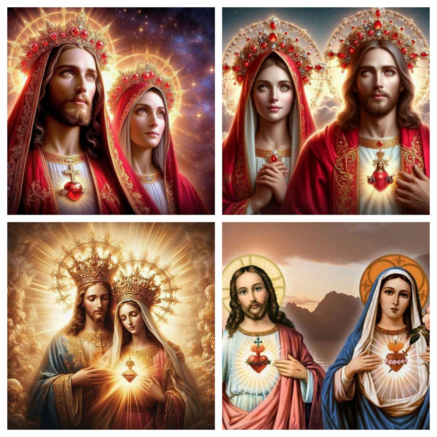 

Jesus and Our Lady Diamond Painting Kits Photo Art 5d Diy Full Square Round Mosaic Cross Stitch Embroidery Home Decor Gift