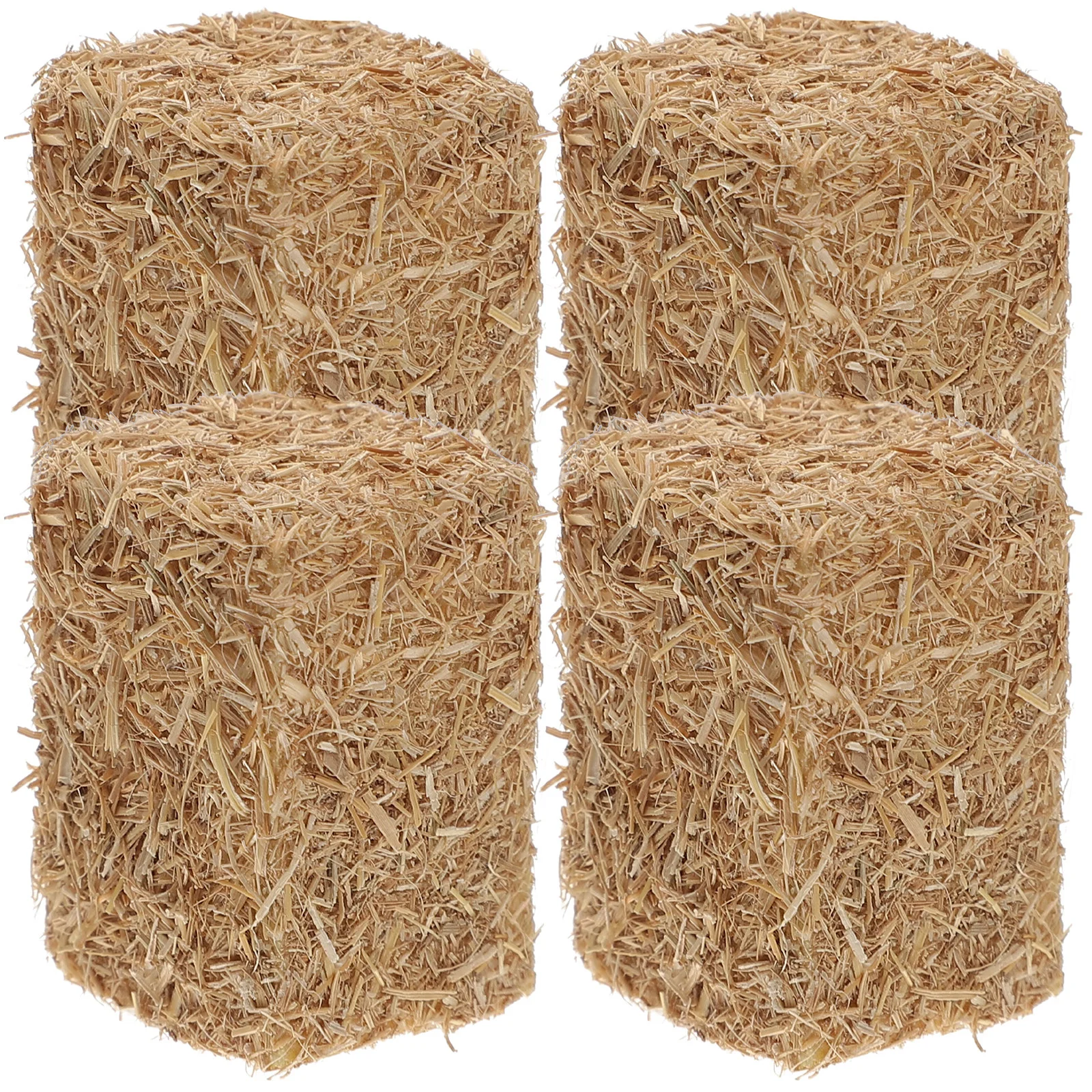 4 Pcs Mini Haystack House Scene Decoration Simulated Bales Accessories Miniature Wood Garden Ornament