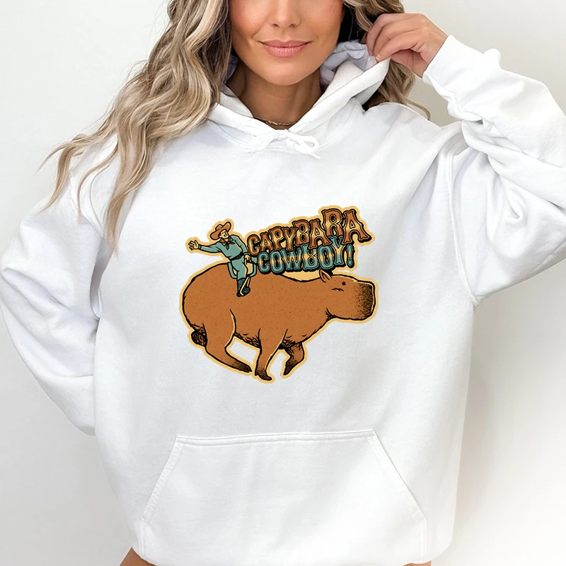 Capybara Cowboy Harajuku Fashion Hoodie Funny Capybaras Lover Gift Cartoon Classic Sweatshirt Western Retro Cowboy Hooded Shirt