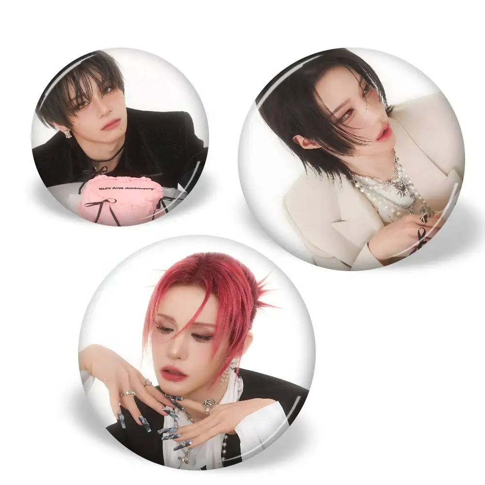 Popular K-pop Group X-XLov 32/44/58mm Round Cartoon Brooches Handmade Pins for Backpack Jewelry Accessories Gifts Creative Badge
