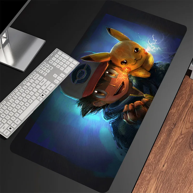 XXL Mousepad P-Pikachues tastiera Gaming PC Table Mat Anime Laptop Office Mouse Pad Computer Gamer Playmat Edge Locking Deskmat