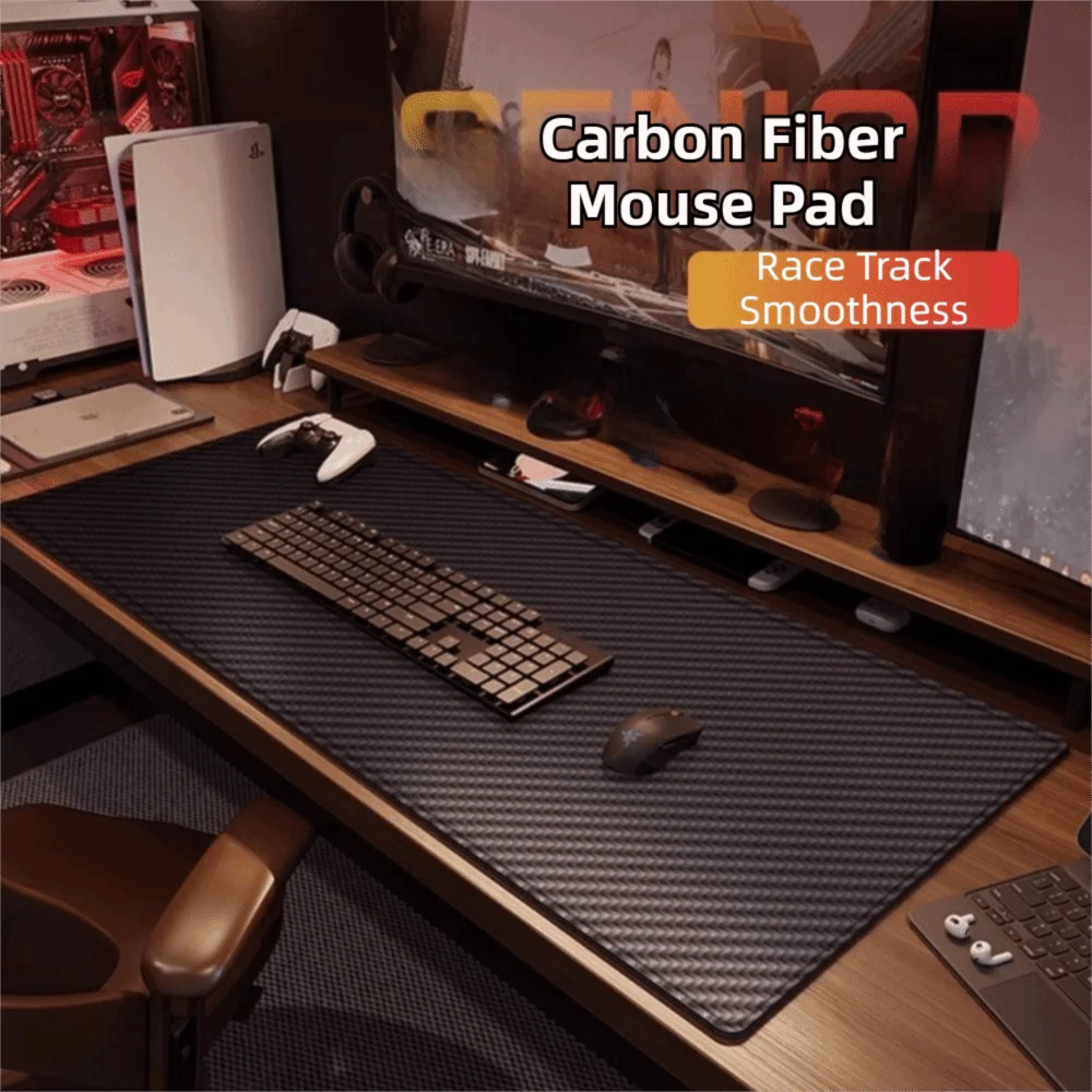 Waterproof Carbon Fiber Mouse Pad Non-slip PVC Desk Mat Large Size Gamer Accessories Computer Keyboard Pad for Home Office