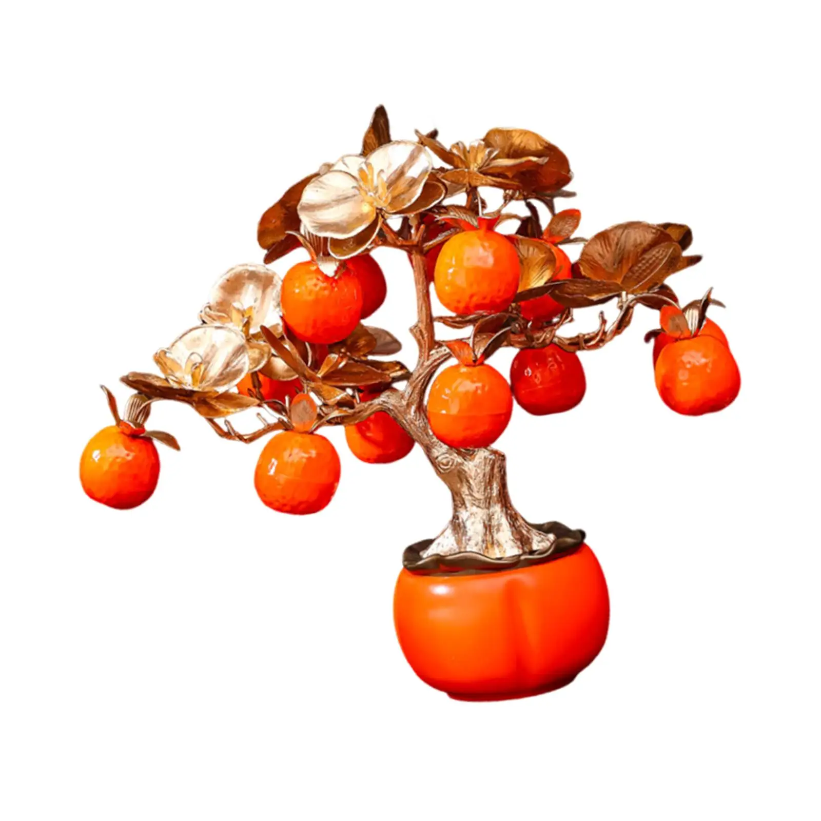 Blessing Persimmon Statue Table Ornament House Decoration Sculpture Bonsai Fortune Plant for Living Room