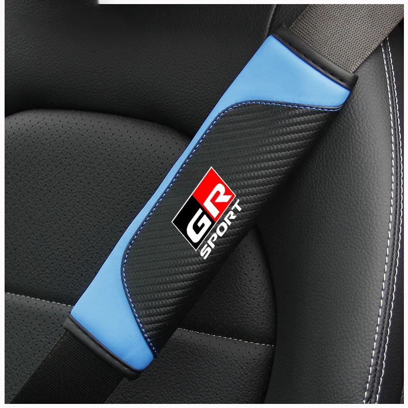 2Pcs Leather Car Safety Belt Shoulder Protector Cover Pad For Toyota GR Sport CHR Yaris Hilux Rav4 Supra Auto Interior Accessory