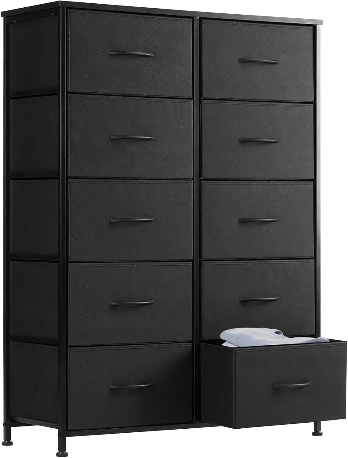 

10-Drawer Fabric Dresser with Steel Frame, Wood Top for Bedroom Storage Organizer