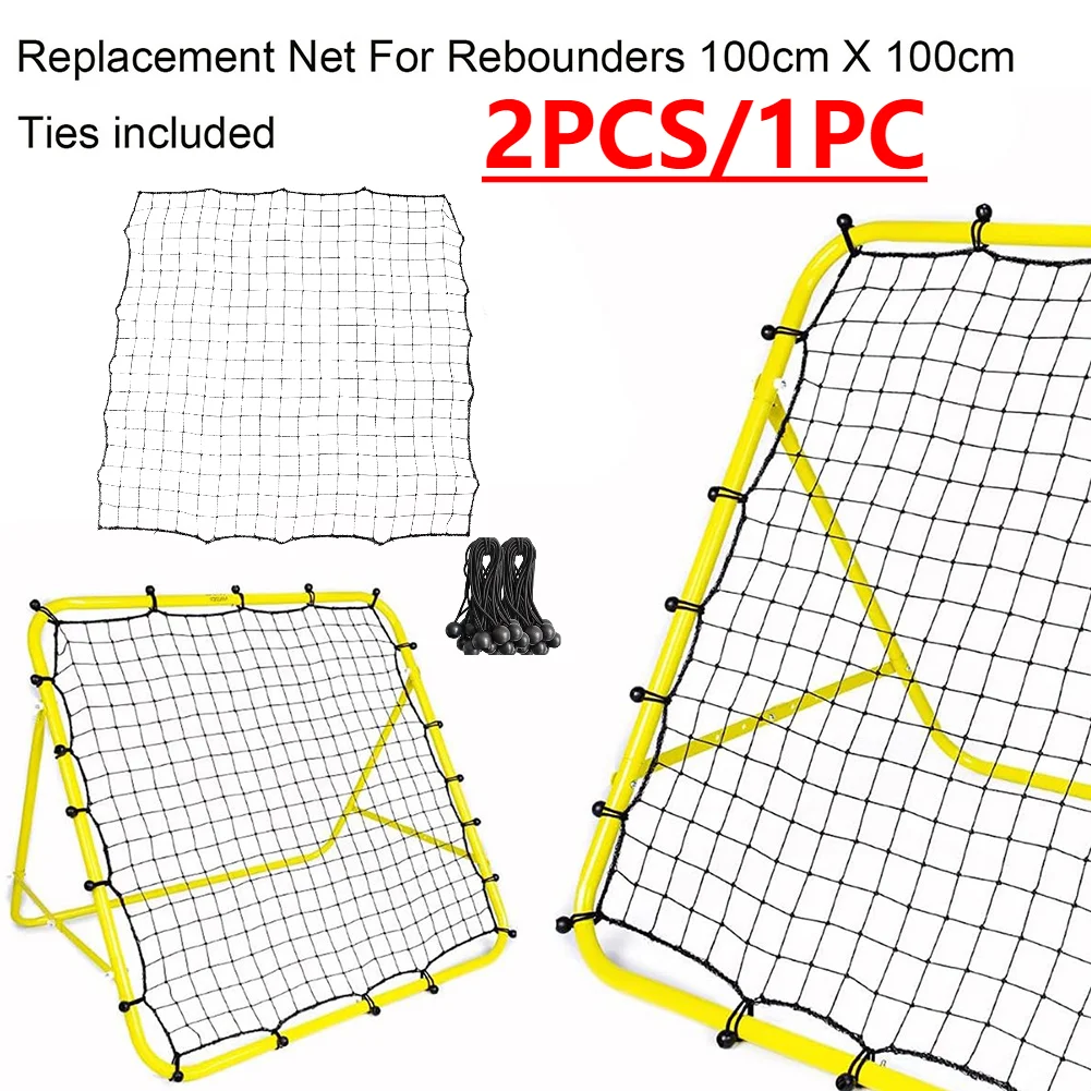 2-1 Set Soccer Rebounder Net with 20 Elastic Ropes Kickback Football Practice Net Rebound Net Training Aid for Kids Teens Sports