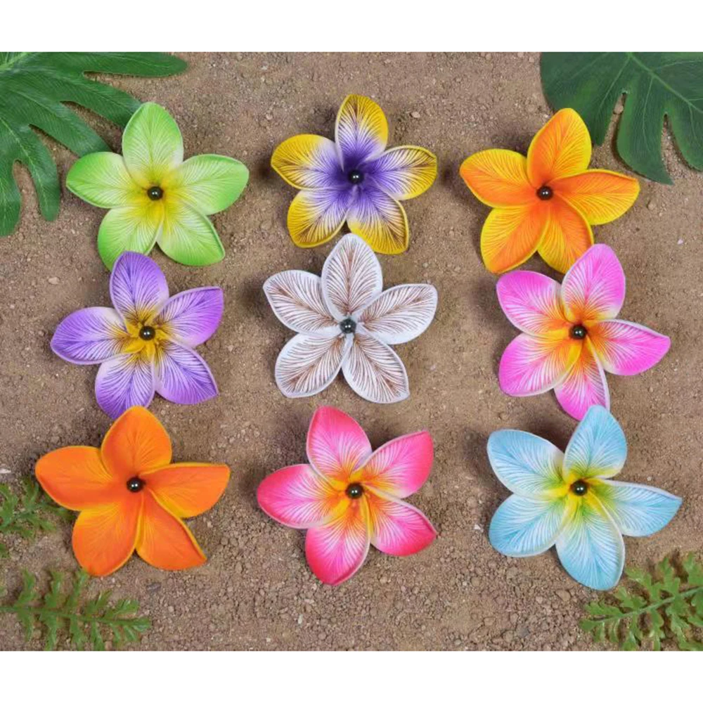 

MIXED COLORS Free ShippingKN-hf048b 90pcs/lot 9CM 9Colors Foam Tiare Hair Pick Women Hair Accessories Hawaii Flower Wholesale