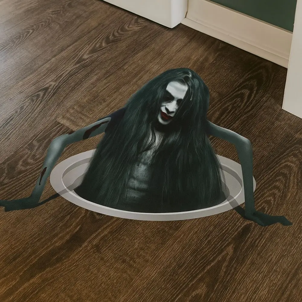 

Easy Peel Long Hair Women Halloween Ghost Stickers Removable Funny Ghost Wall Stickers PVC Scary Halloween Decal Interior Props