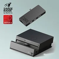Savage Raven by Skull & Co. Jumpgate Dock USB C Hub estación de acoplamiento de soporte portátil para Switch 2 y accesorios de juego OLED