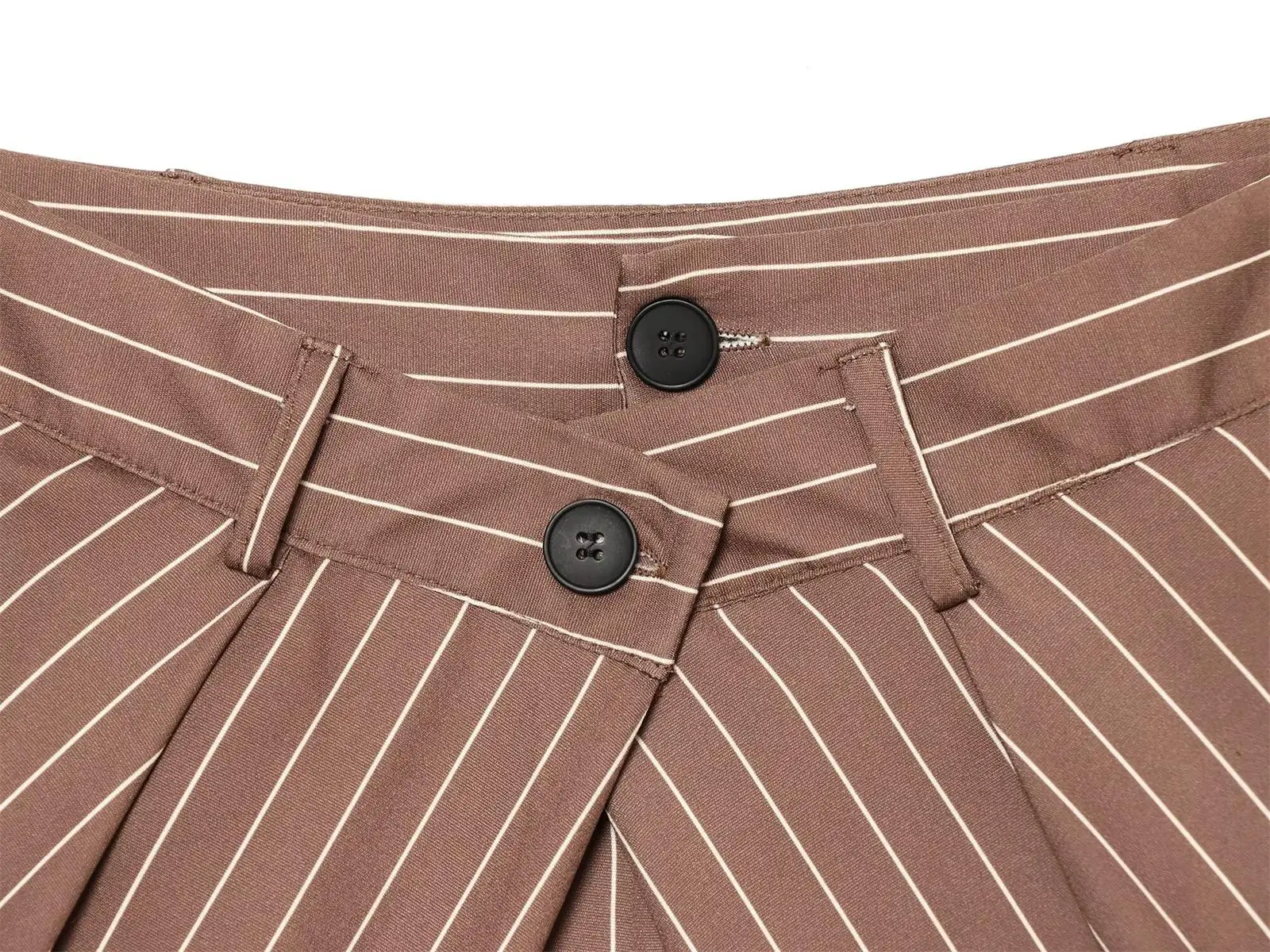 TFMLN Damen Mode Weite Hosen Vintage Hohe Taille Reißverschluss Lässige Gerade Hochgeschnittene Plissierte Lange Hosen Neu – Detail 16