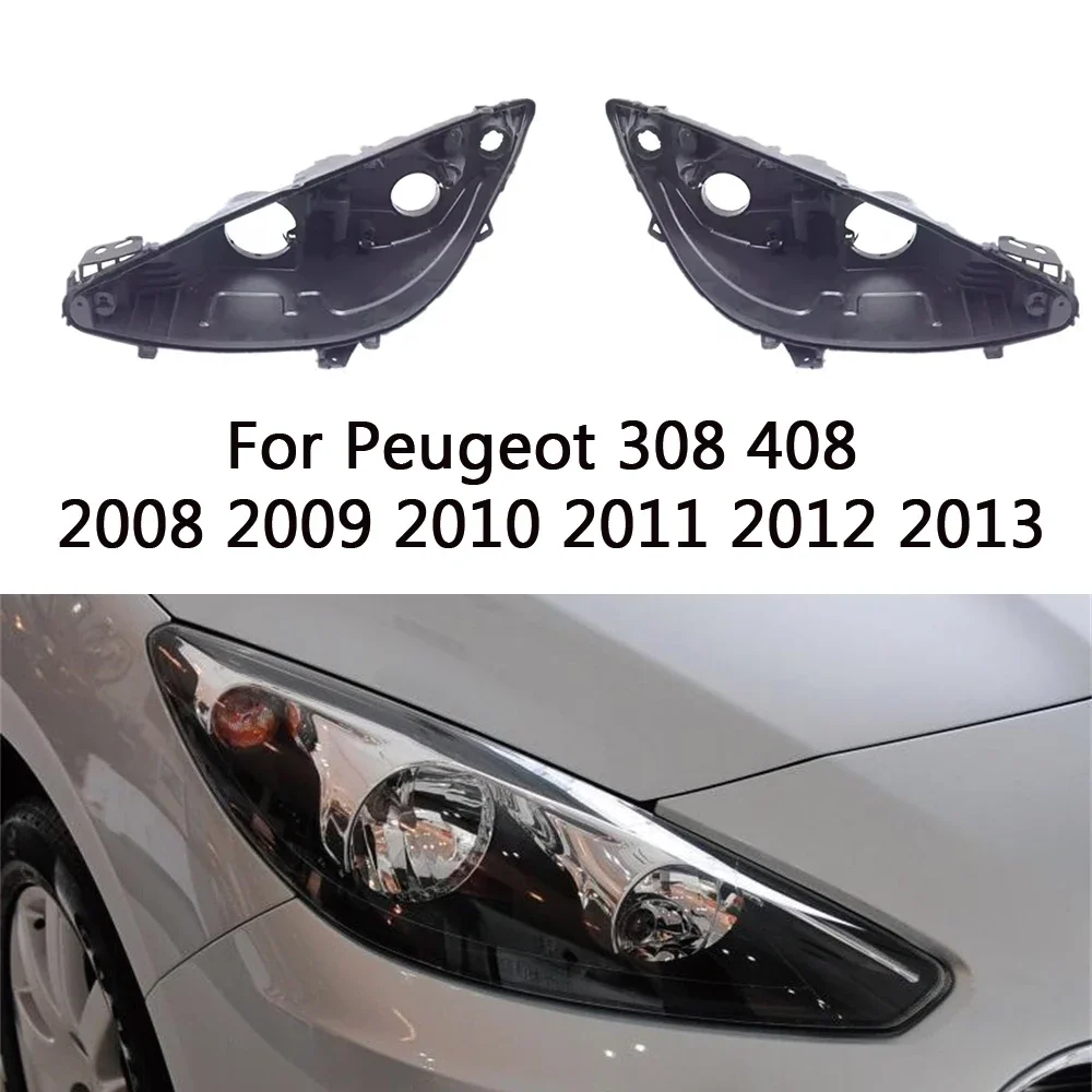 

HTTCY Headlight Base For Peugeot 308 408 2008 2009 2010 2011 2012 2013 Headlamp House Car Rear Base Headlight Back House