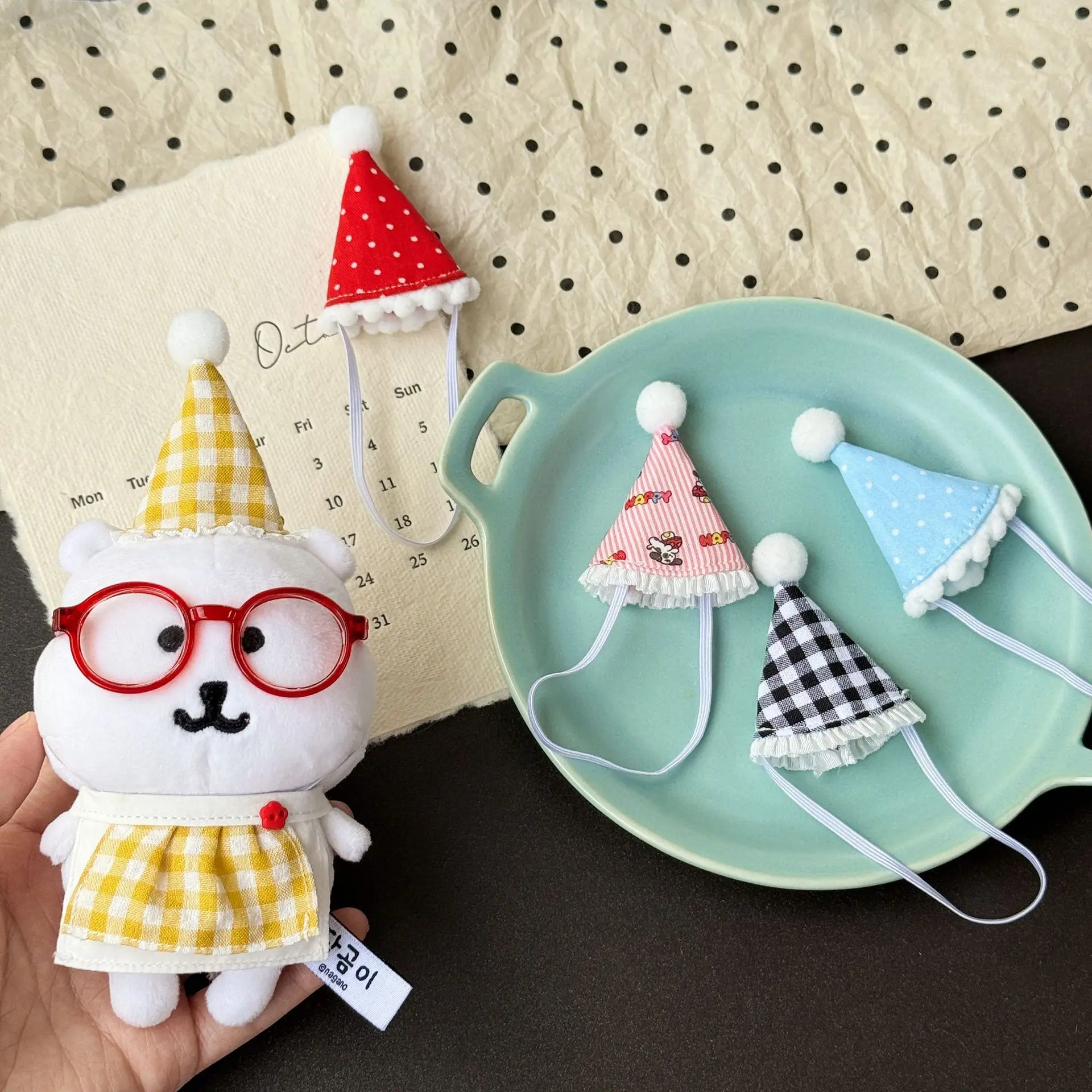

Mini Birthday Hat Doll Outfit, Handmade Costume for 10cm/17cm Labubu, Mini Decor Hat for Doll Dress Up