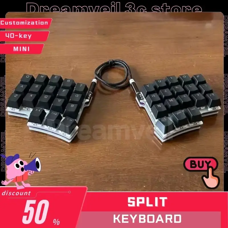 Split Mechanical Keyboard 40-key Layout Mechanical Keyboard Programmable Key Change VIA Mini Independent Gaming Keyboard