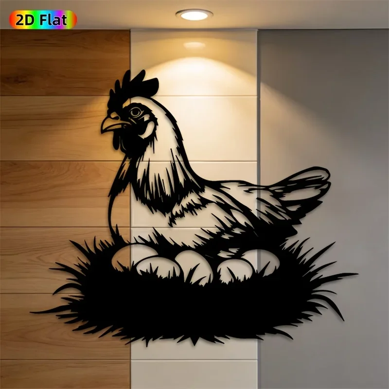Hen Eggs Iron Wall Art Farmhouse Chicken Metal Sculpture Kitchen Garden Easter Spring Rural Decor Gift