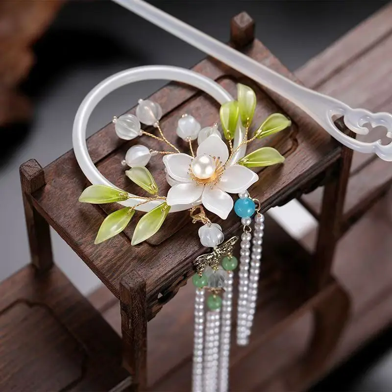 Chinesischen Stil Hanfu Blume Quaste Haar Sticks für Frauen Damen Haar Styling Werkzeuge Weibliche Stirnband Haarnadeln Haar Zubehör – Detail 1