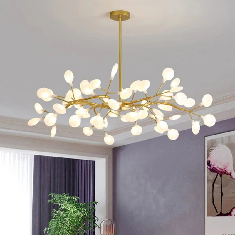 

Nordic Creative Led Chandeliers Firefly Tree Branch Hanging Lamp Living Room Lamp Bedroom Home Decor Ceiling Chandelier Lighting