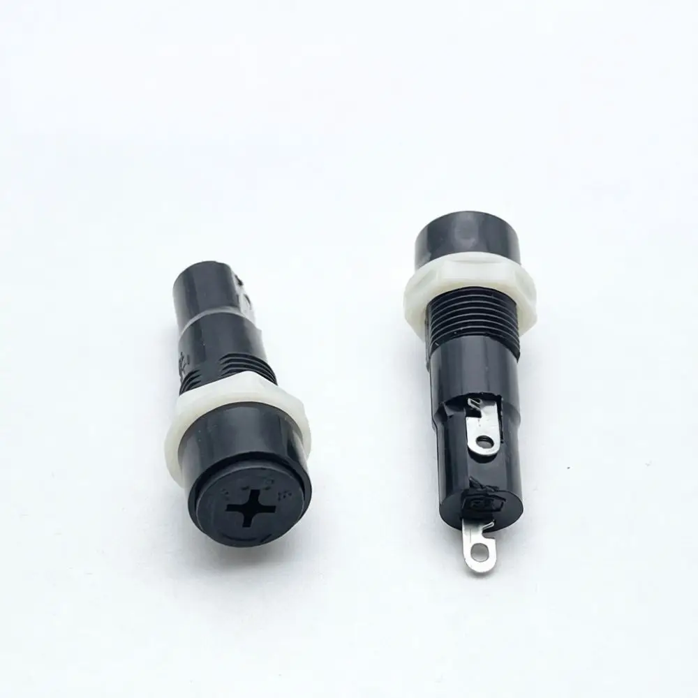 Panel Mount Fuse Base For 5x20mm 6x30mm Glass Tube Black Screw Cap 12mm Hole Circuit Board Protection Component Hardware