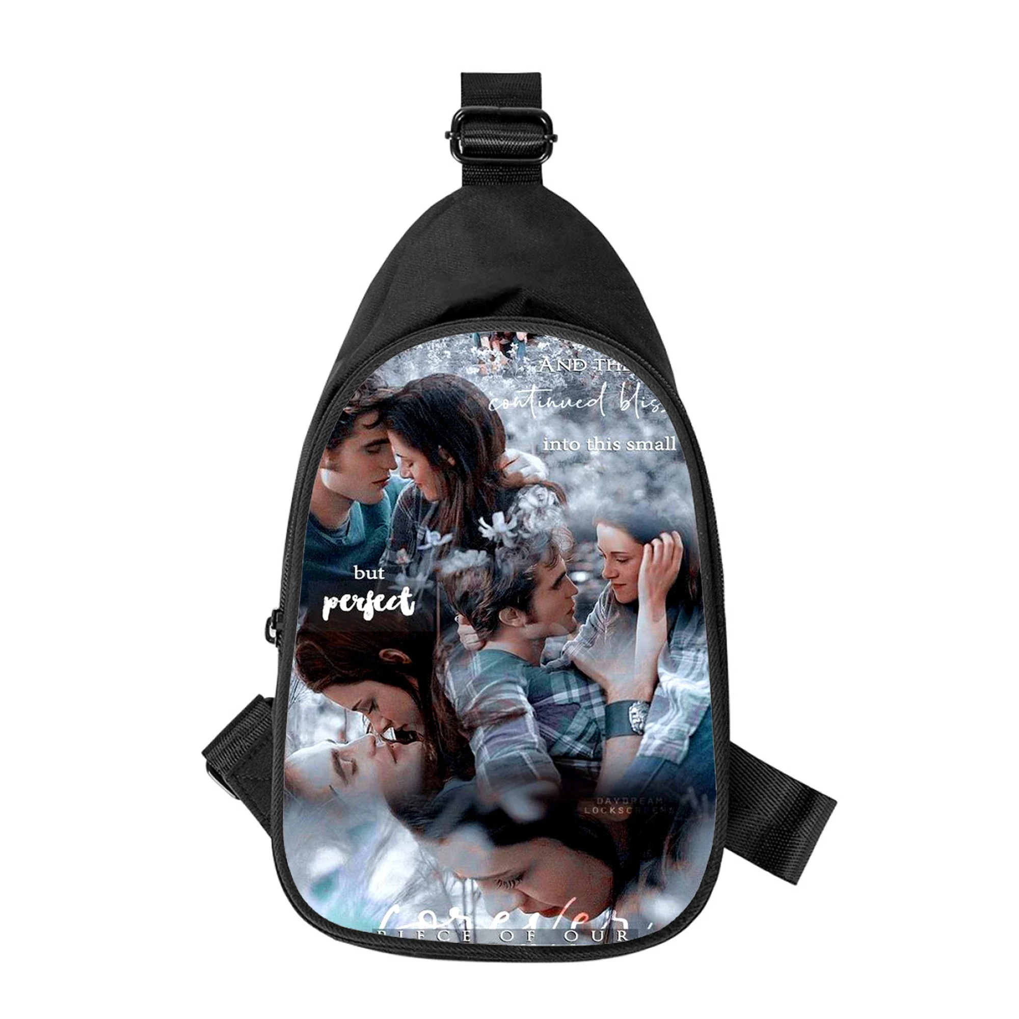 Saga Twilight Vampire Print Bolsa Peito Cruz para Homens e Mulheres, Bolsa de Ombro, Marido, Escola, Bolsa de Cintura, Bolsa Peito Masculino, Diagonal, Nova