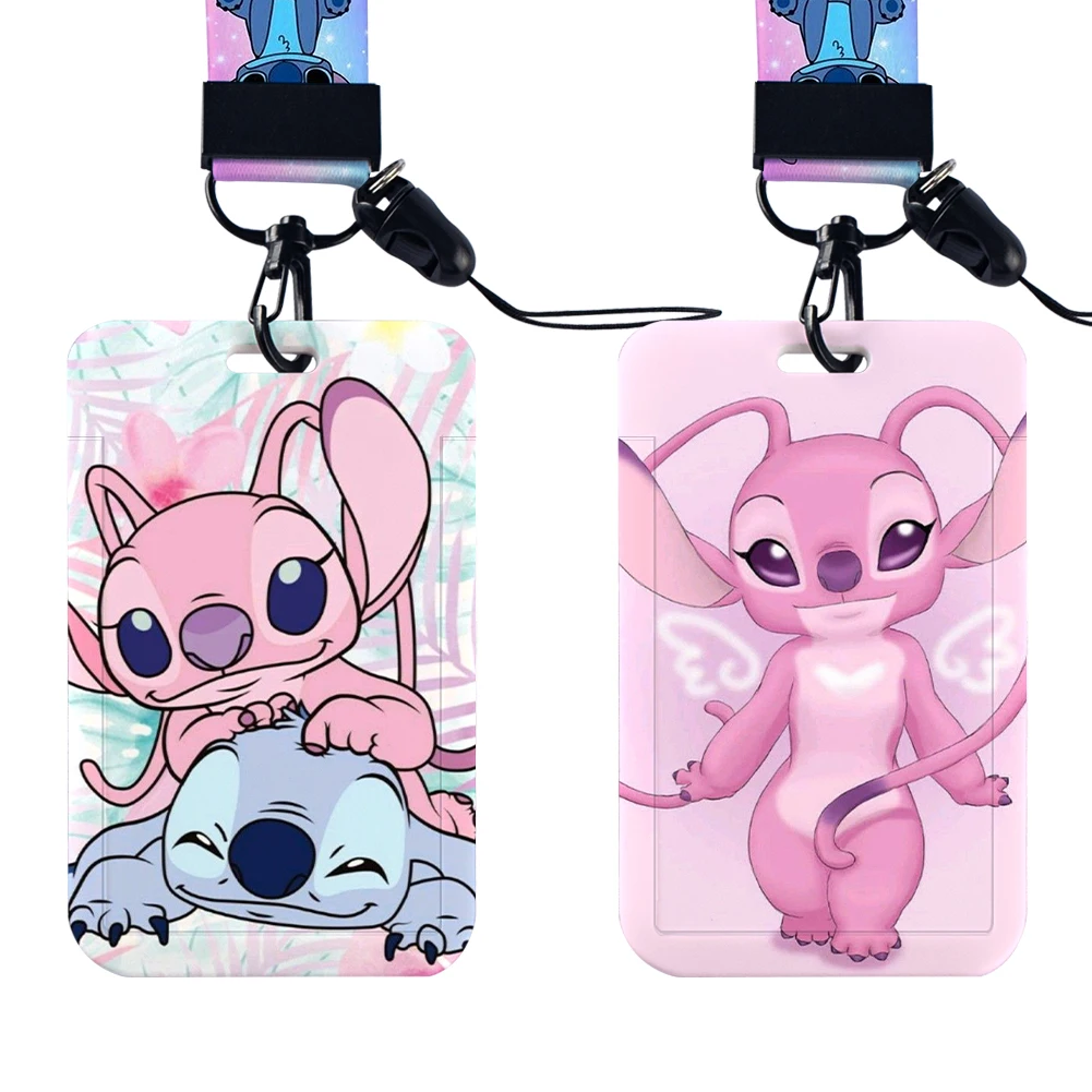 Cartoon Disney Stitch Lilo Lanyard For Keys Chain ID Credit Card Cover Bus Card Holder Charm Badge Holder Personalized Gift