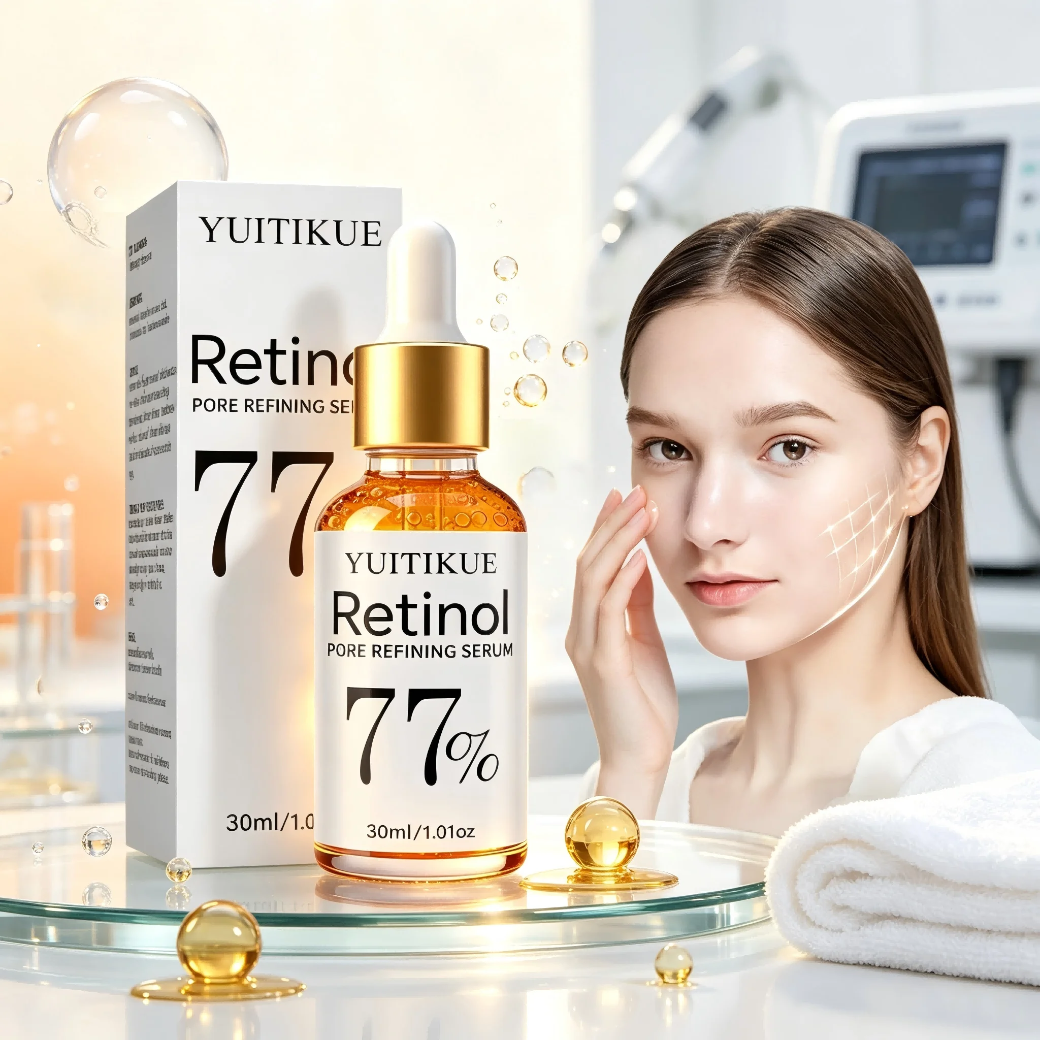 YUITIKUE 77% Retinol Porenverfeinerndes Serum 30ml Feuchtigkeitsspendendes Straffendes Porenminimierendes Gesichtspflege-Essenz