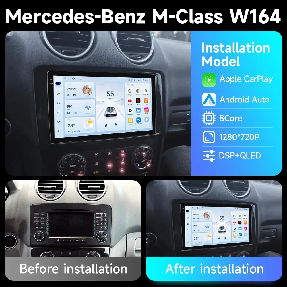 Odtwarzacz multimedialny z Androidem 14 do radia samochodowego Mercedes Benz M-class W164 GL-class X164 ML z Android Auto i nawigacją GPS 2 — zdjęcie 3