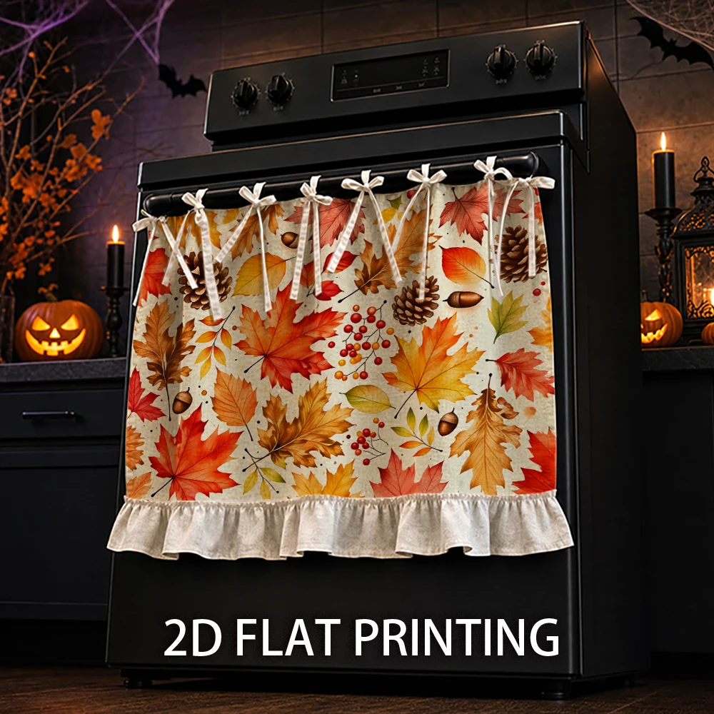 1PC Kitchen Curtain-Cabinet Curtain-Apron. Printed with autumn leaves, pinecones and berries. Ideal as a stove, oven, or sink cu