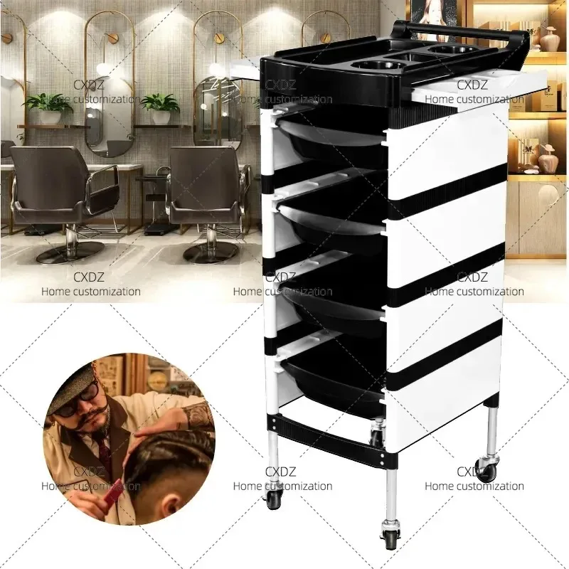 New Hair Salon Trolley Retro Barber Shop Cart for Perm and Dye Tools Professional Hairdresser Storage Rack Direct Sales