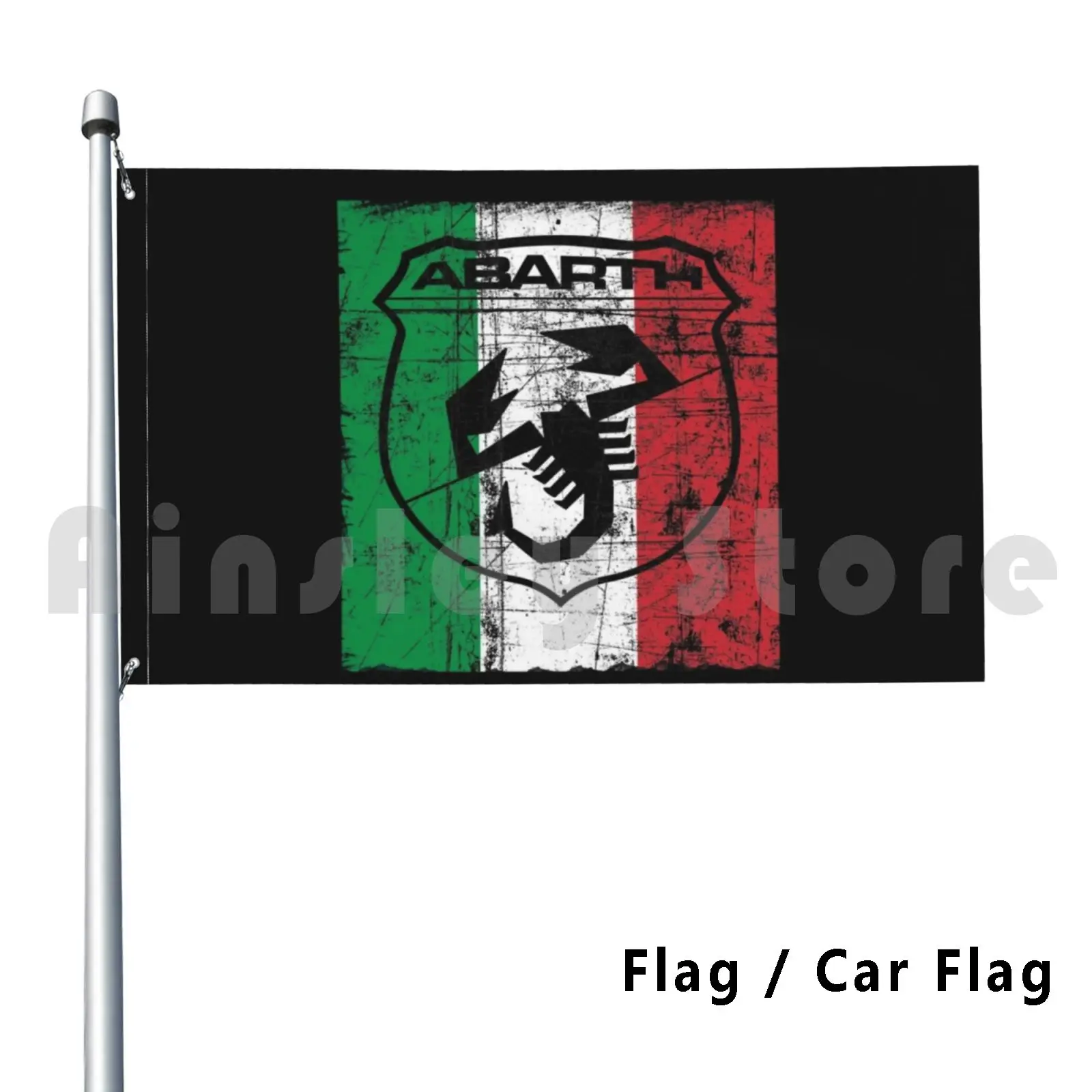 Abarth Shield On Italy Flag Outdoor Decor Flag Car Flag Abarth Scorpion Flag Italy Tricolor Red Black Cars