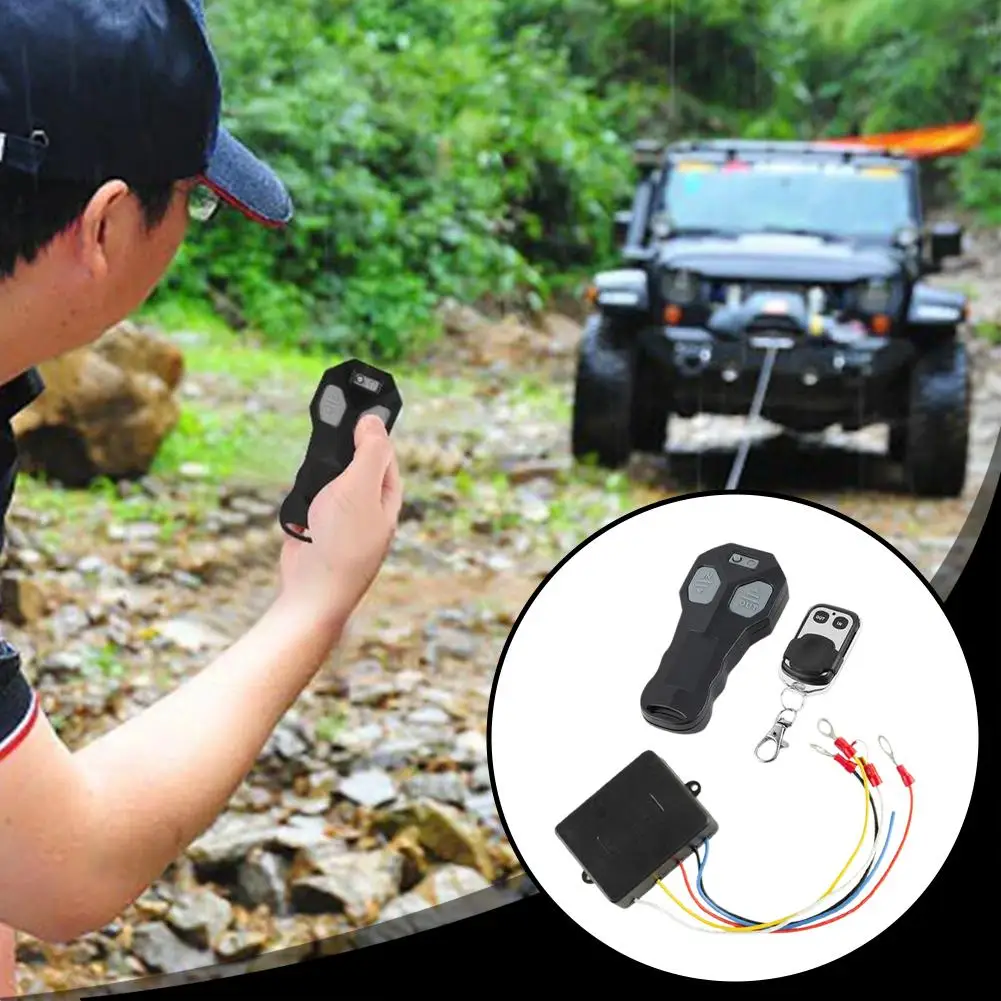 Waterproof Wireless Winch Remote Control Set 12V 24V Dual Handsets Receiver For Truck ATV UTV SUV Recovery Electric Winch