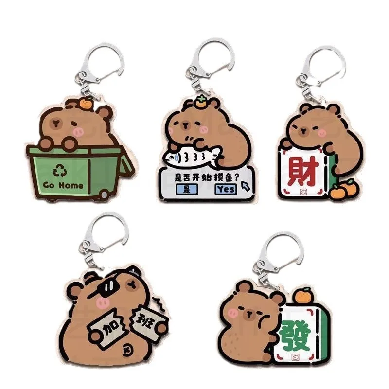 Cute Cartoon Capibala Keychain Acrylic Fun Pendant Ideal Souvenir Bag Hanging Unisex Q Version Cute Accessories