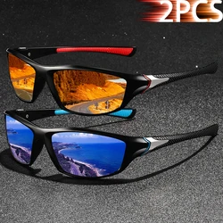 2 PCS Fashion Vintage Stripe Fishing Cycling Sports Sunglasses Men Women Running Mountaineering Sport Man Sun Glasses UV400
