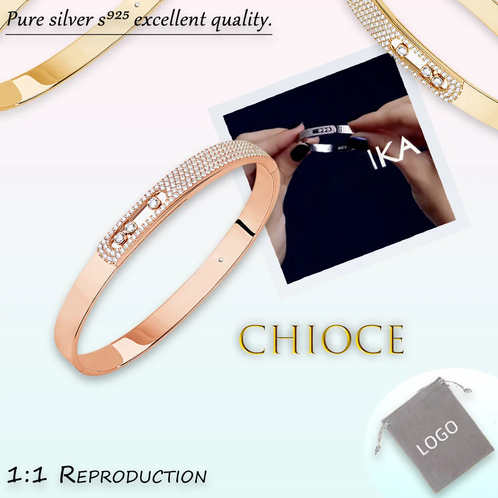 

Light luxury high-end fashionable pure silver s925 messik elegant series MOVE NOA BANGLE SM PAV É minimalist diamond bracelet