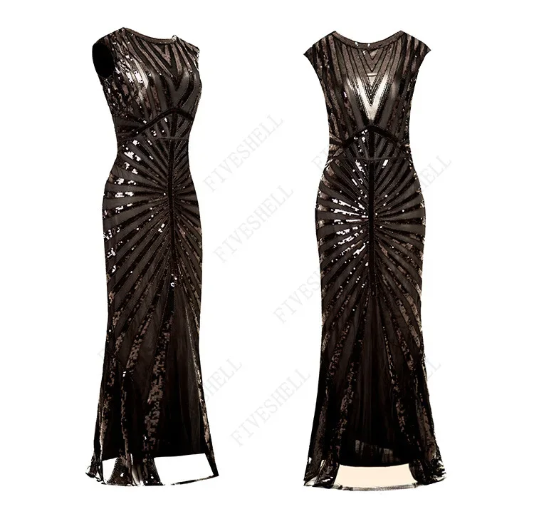 1920s grande gatsby cosplay vestido longo flapper vintage o pescoço sem mangas sem costas vestido de festa para baile de formatura traje de cocktail para mulher