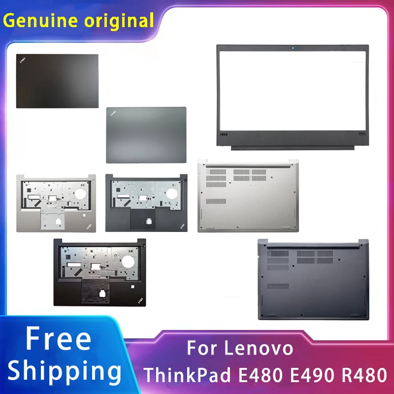 

New For Lenovo ThinkPad E480 E490 R480 Replacemen Laptop Accessories Lcd Back Cover /Palmrest /Bottom With LOGO Black Silvery