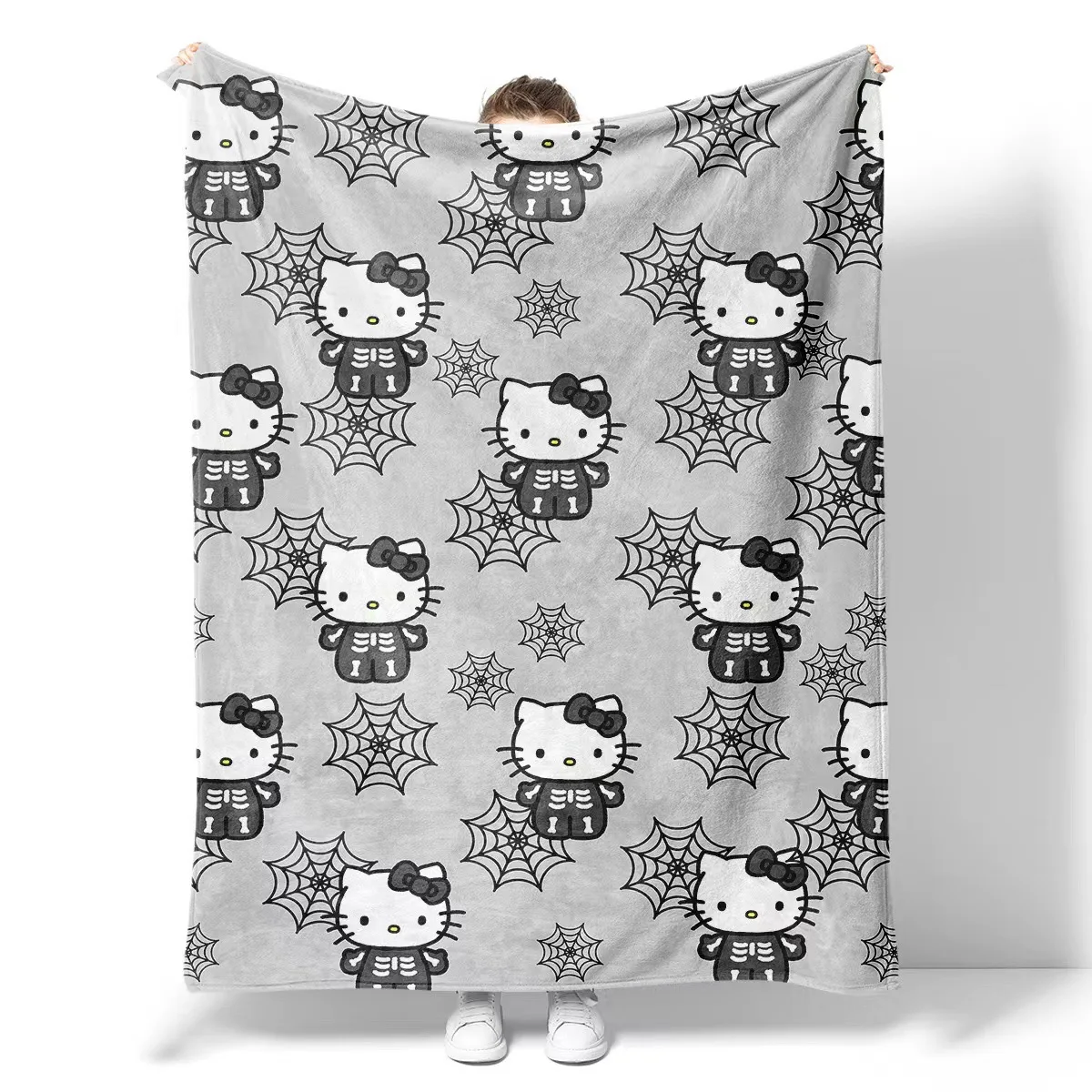 Hot Sanrio Hellokitty Halloween Pumpkin Flannel Printed Blanket Anime Cartoon Kawaii Cute Office Sofa Nap Bed Blanket Gift