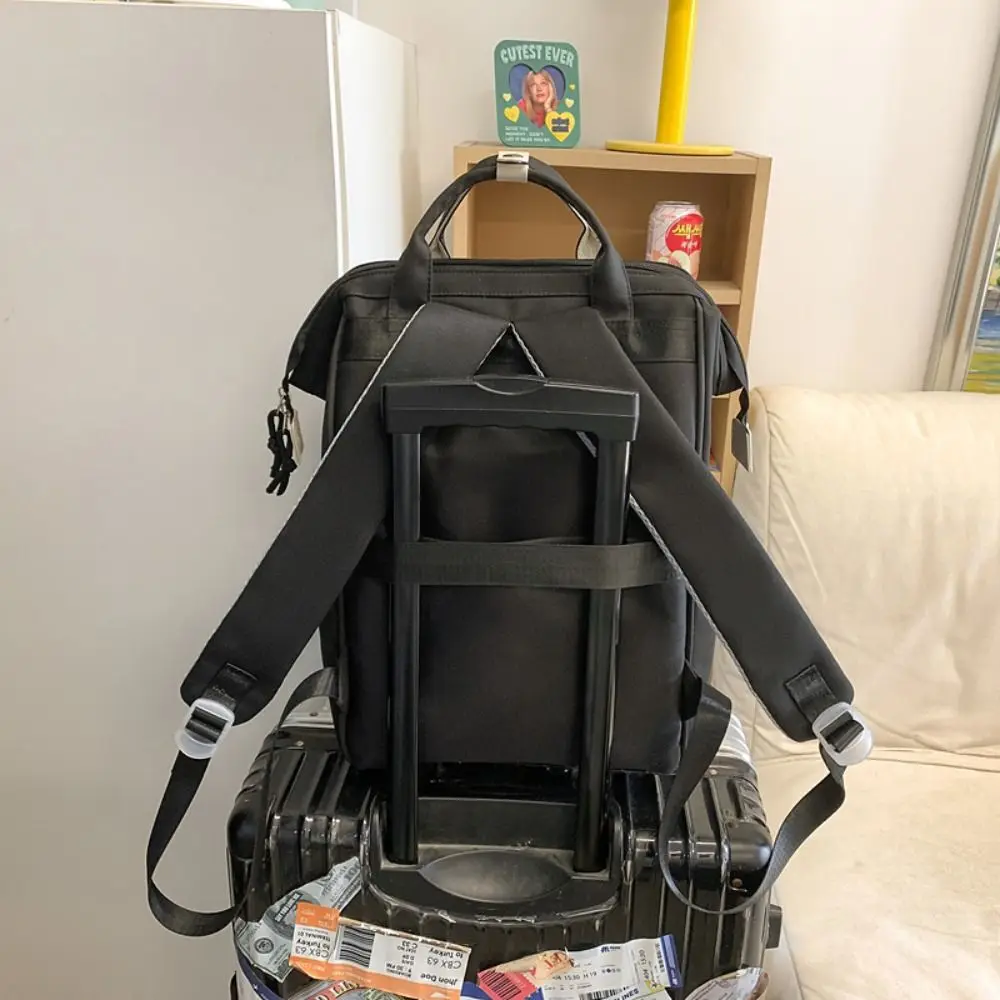 

Trendy Casual Student Schoolbag Solid Color Large Capacity Travel Backpack Book Bag Simple Nylon Shoulder Bag Outdoor