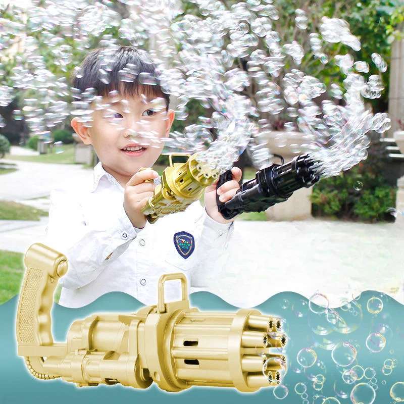 10 fori automatico Gatling Bubble Machine ventilatore elettrico sapone Water Maker pistola per bambini Summer Beach Outdoor Kids Toys